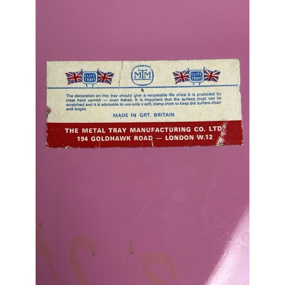 Vintage Jubilee Elite Metal Tray MTM England Flowers 12 1/2" Round Pink Yellow - Picture 8 of 9